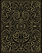 Ornate Golden Swirls and Faces Rug