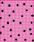 Pink White Stripes Black Flower Accents Rug