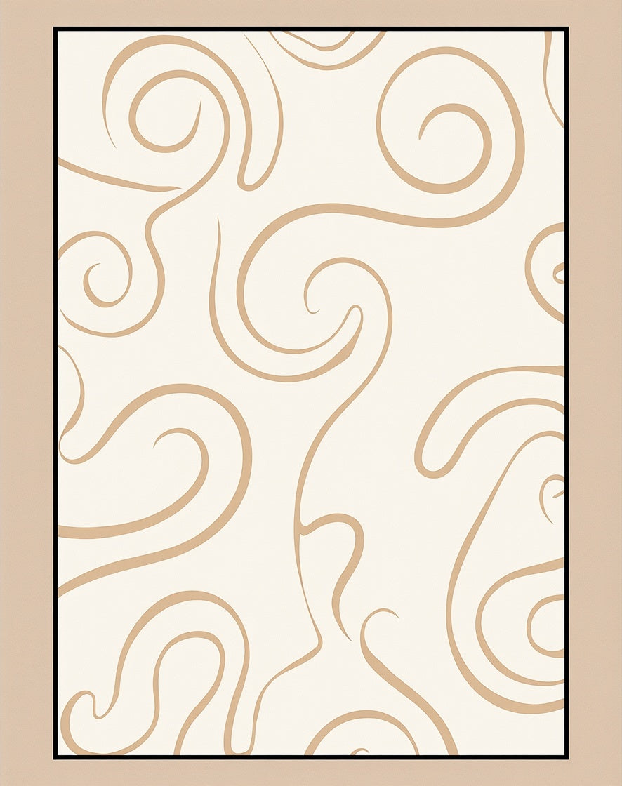 Cream and Tan Swirl Curvy Rug
