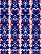 Royal Blue and Crimson Damask Rug