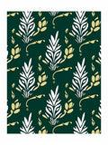 Green Gold White Floral Branch Rug