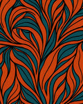 Tangerine Teal Flowing Organic Lines Rug