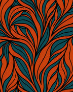 Tangerine Teal Flowing Organic Lines Rug