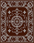 Rich Brown White Floral Medallion Rug