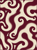 Burgundy Cream Swirl Abstract Rug