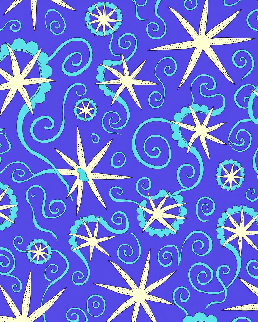 Star and Swirl Blue Cream Rug
