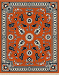 Terracotta Midnight Floral Bird Medallion Rug