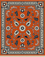 Terracotta Midnight Floral Bird Medallion Rug