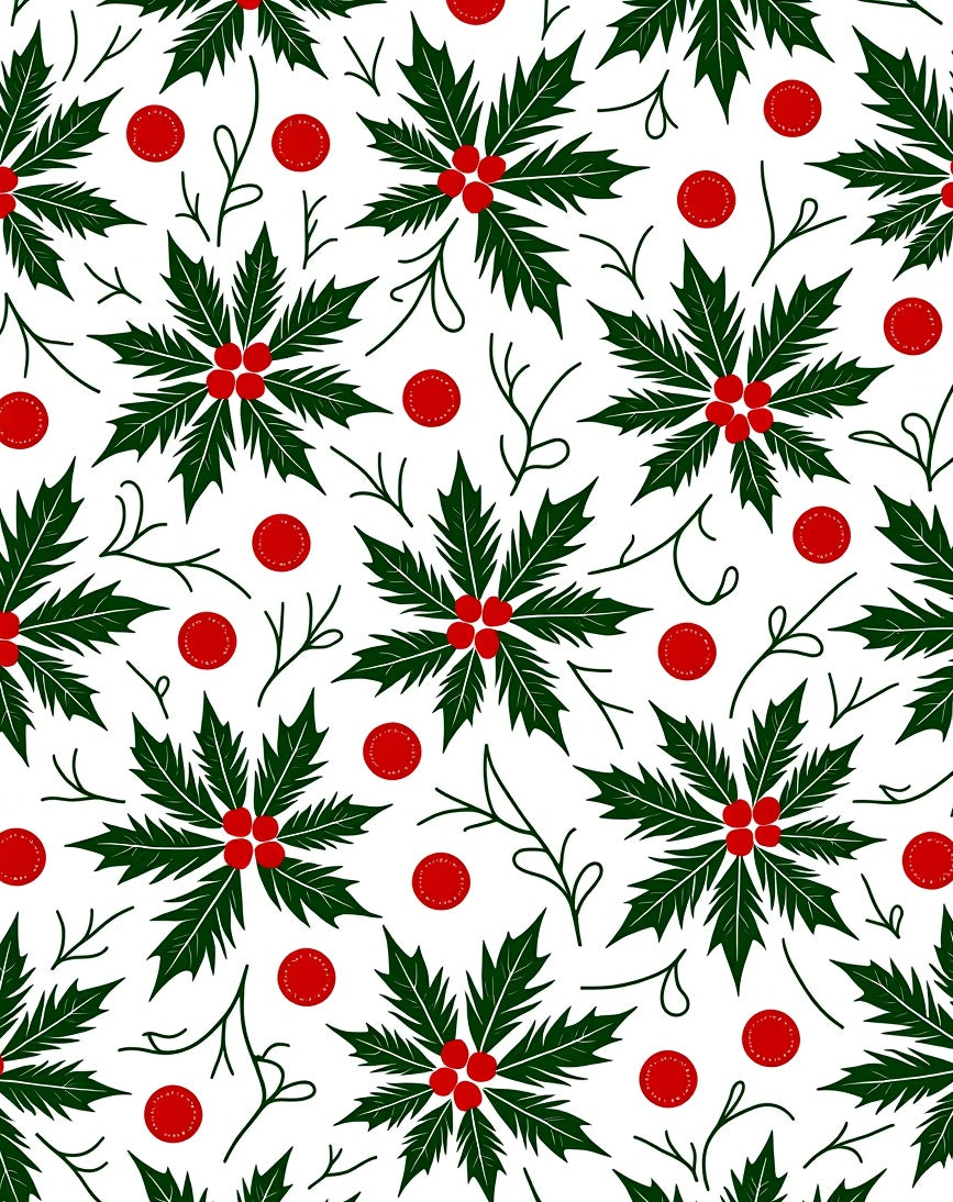 Festive Green Holly Berry Arrangement Rug