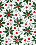 Festive Green Holly Berry Arrangement Rug