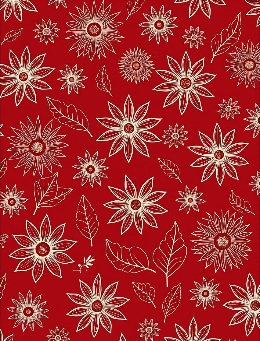 Lush Red Golden Floral Garden Rug