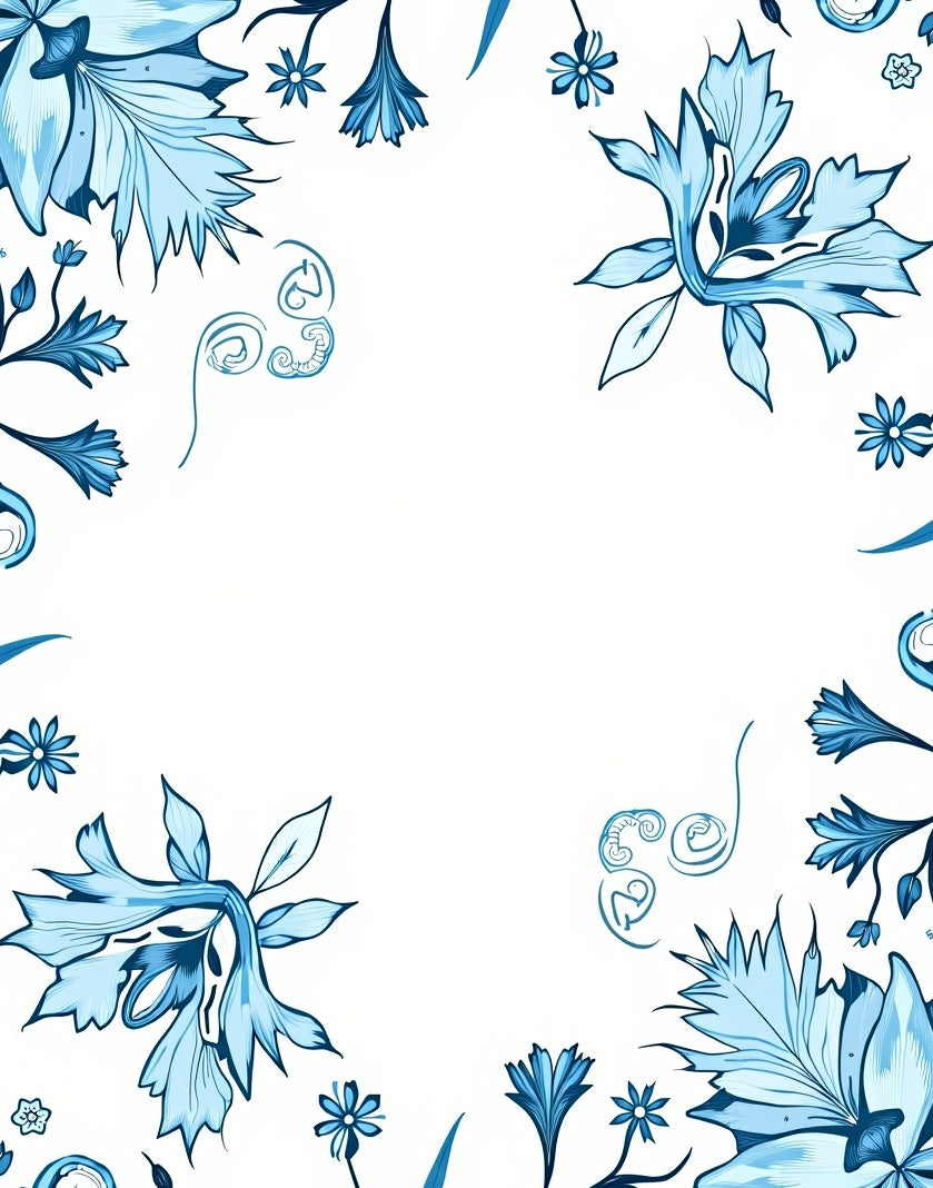 Lush Blue Floral Branches Accent Rug