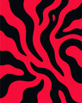 Bold Red Black Swirl Flow Rug