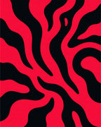 Bold Red Black Swirl Flow Rug