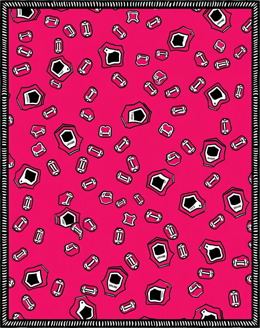 Pink Shield and Bar Scattered Rug