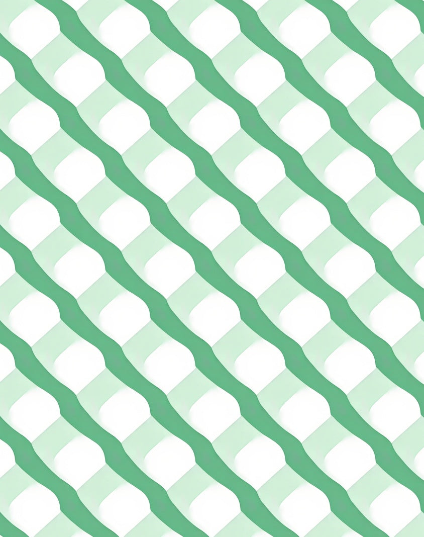 Wavy Green Diamond Interlocking Stripes Rug