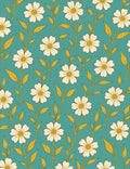 Cream Daisy Teal Floral Vine Rug