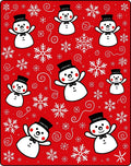 Cheery Snowman Snowflake Red Rug