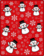 Cheery Snowman Snowflake Red Rug