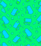 Bright Teal Abstract Cylinder Scatter Rug