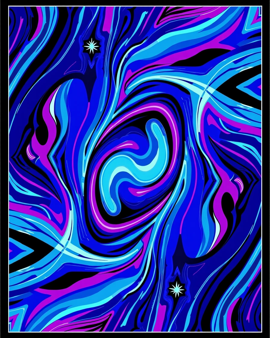 Electric Blue Pink Swirl Abstract Rug