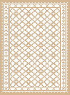 Tan Geometric Diamond Lattice Rug