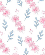 Pink and Blue Blossom Branches Rug