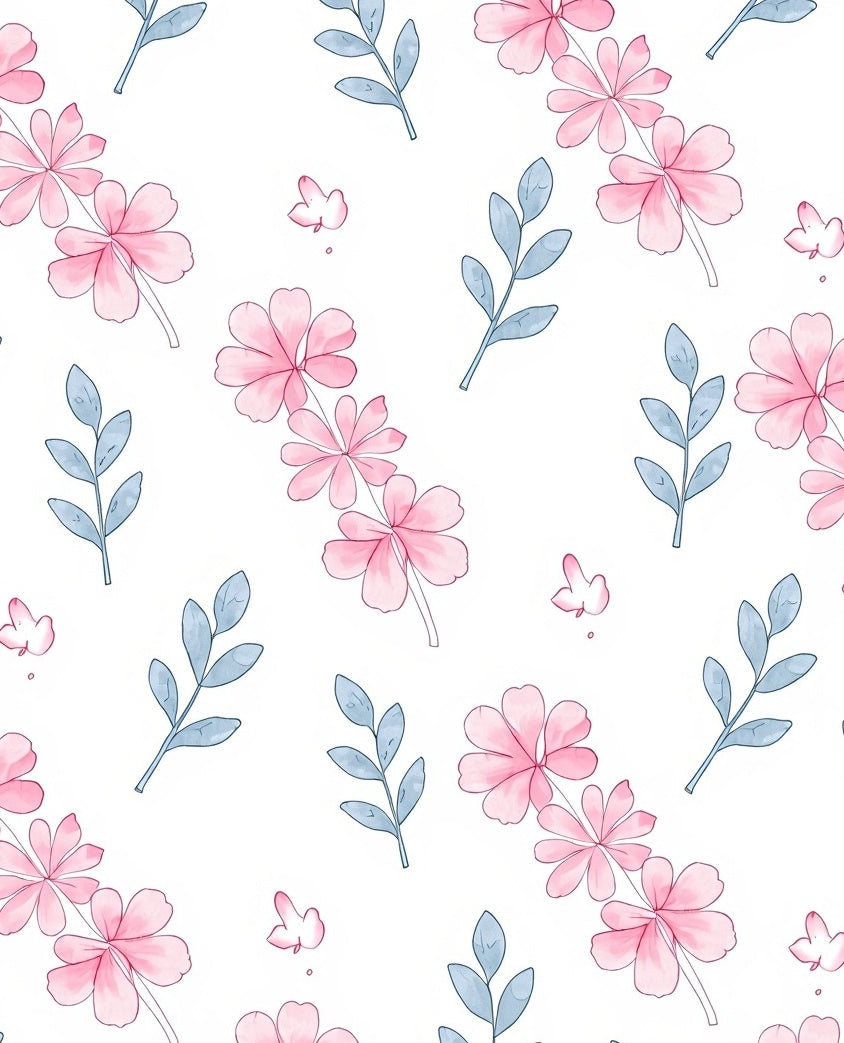 Pink and Blue Blossom Branches Rug