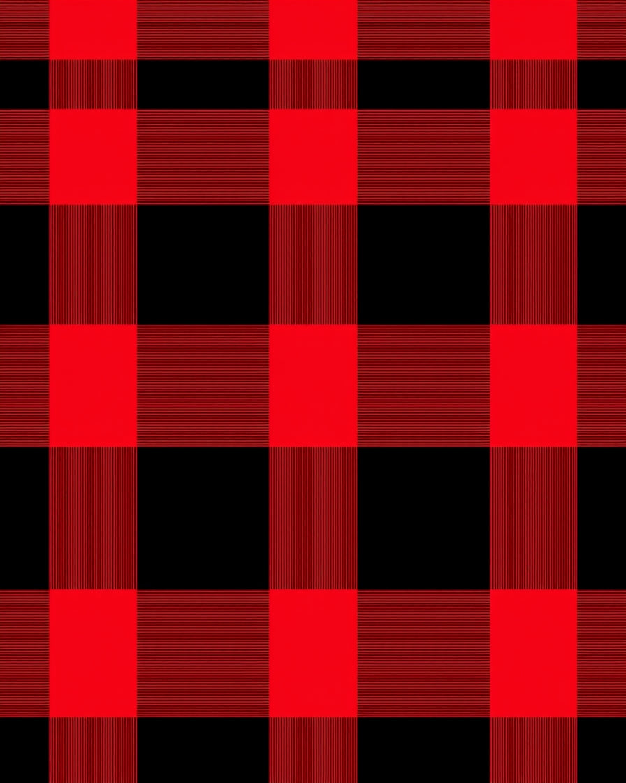 Classic Gingham Red Black Checkered Fabric Rug