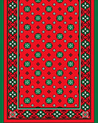 Bold Red Green Floral Medallion Rug