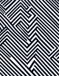 Bold Black White Linear Maze Rug