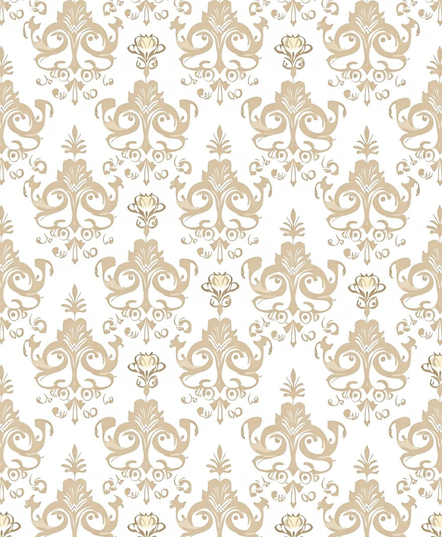 Classic Beige Formal Floral Damask Rug