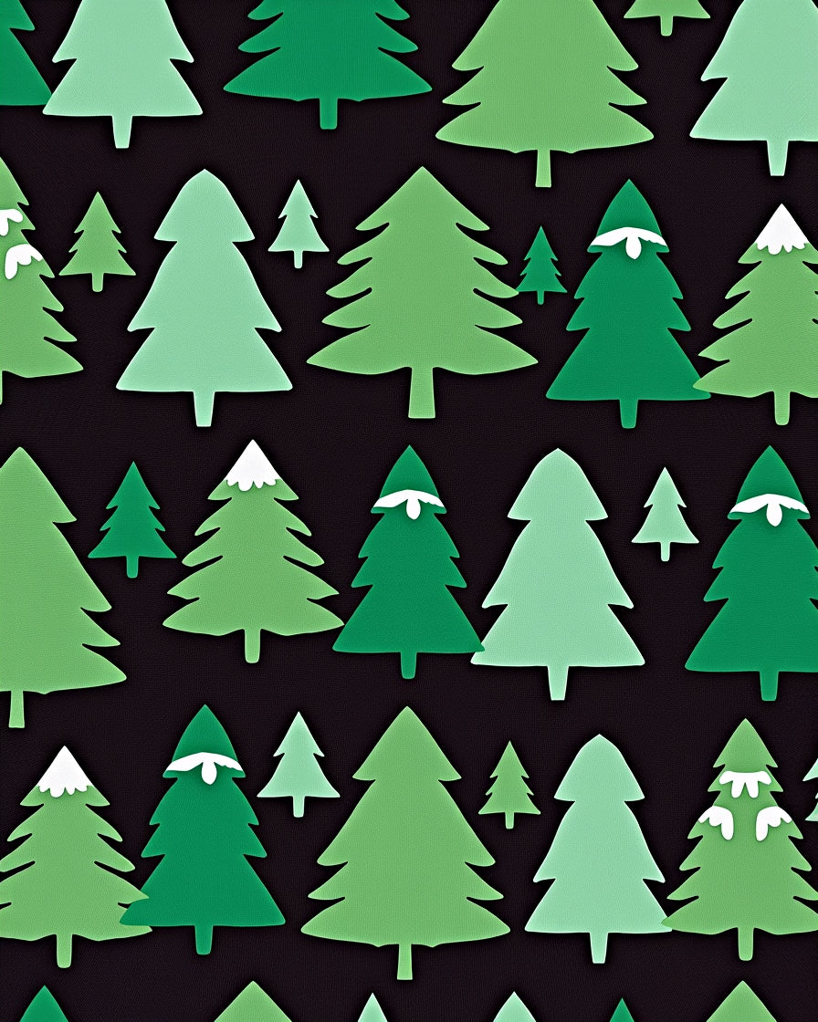 Forest Green Snow-Capped Fir Trees Rug