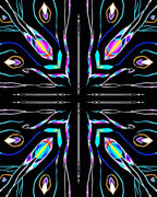 Vibrant Neon Abstract Mandala Reflection Rug