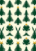 Dark Green Pine Trees Yellow Stars Rug
