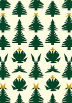 Dark Green Pine Trees Yellow Stars Rug