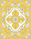 Golden Floral Scroll Medallion Rug