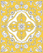 Golden Floral Scroll Medallion Rug