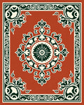 Terracotta Floral Medallion Border Rug