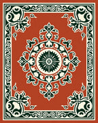 Terracotta Floral Medallion Border Rug
