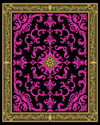 Vintage Pink Floral Gold Border Rug
