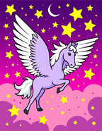 Lavender Pegasus Among Yellow Stars Rug