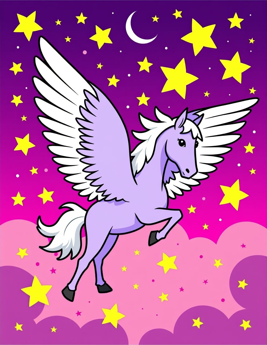 Lavender Pegasus Among Yellow Stars Rug