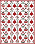 Festive Red Green Christmas Ornament Trees Rug