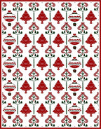 Festive Red Green Christmas Ornament Trees Rug