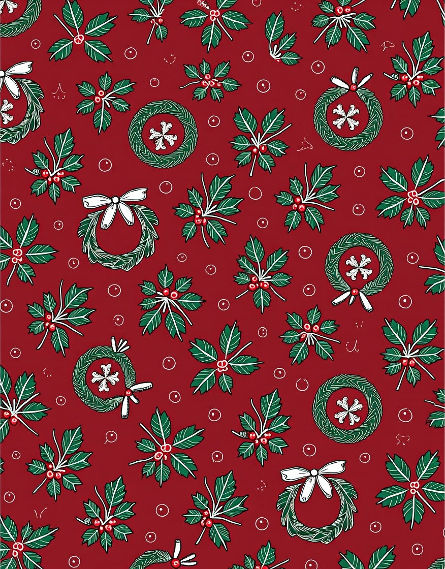 Christmas Holly Wreath Berry Garland Rug
