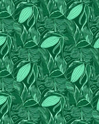 Deep Emerald Green Leafy Vines Abstract Rug
