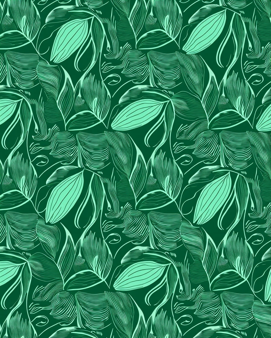 Deep Emerald Green Leafy Vines Abstract Rug