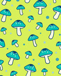 Teal Mushroom Dots Lime Background Rug