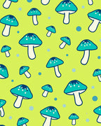 Teal Mushroom Dots Lime Background Rug